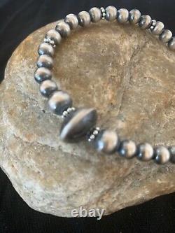 Native American Navajo Pearls Sterling Silver Handmade Bead Bracelet Gift 4699