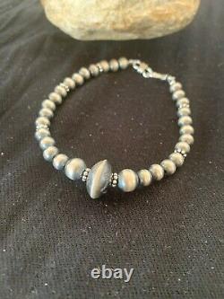 Native American Navajo Pearls Sterling Silver Handmade Bead Bracelet Gift 4699