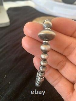 Native American Navajo Pearls Sterling Silver Handmade Bead Bracelet Gift 4699