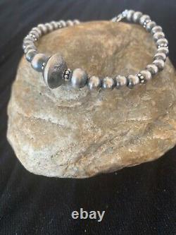 Native American Navajo Pearls Sterling Silver Handmade Bead Bracelet Gift 4699