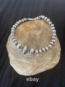 Native American Navajo Pearls Sterling Silver Handmade Bead Bracelet Gift 4699