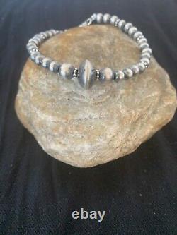 Native American Navajo Pearls Sterling Silver Handmade Bead Bracelet Gift 4699