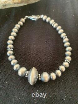 Native American Navajo Pearls Sterling Silver Handmade Bead Bracelet Gift 4699