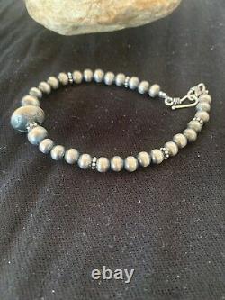 Native American Navajo Pearls Sterling Silver Handmade Bead Bracelet Gift 4699