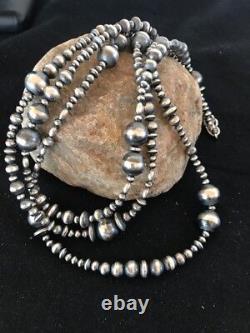 Native American Navajo Pearls Sterling Silver Necklace 3 Strand Removable