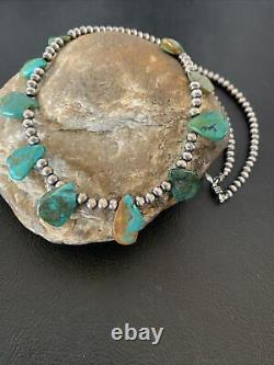 Native American Navajo Pearls Sterling Silver Royston Turquoise Necklace 02184