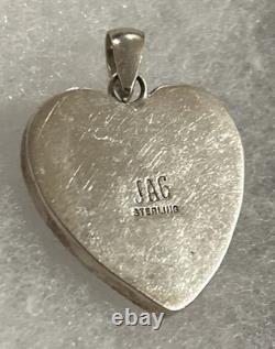 Native American Navajo Pendant Signed JAG White Buffalo Turquoise Pendant Zuni