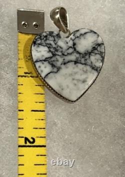 Native American Navajo Pendant Signed JAG White Buffalo Turquoise Pendant Zuni