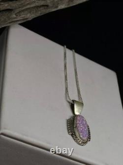 Native American Navajo Pink Fire Opal Sterling silver Pendant