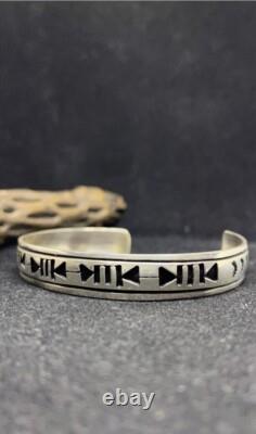 Native American Navajo Plain Sterling Silver Cuff Bracelet signed