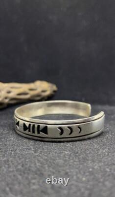 Native American Navajo Plain Sterling Silver Cuff Bracelet signed