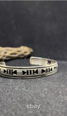 Native American Navajo Plain Sterling Silver Cuff Bracelet signed