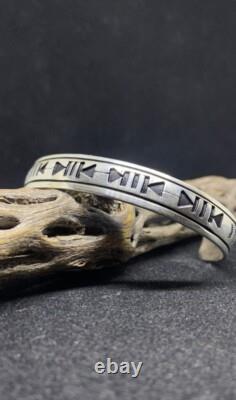 Native American Navajo Plain Sterling Silver Cuff Bracelet signed