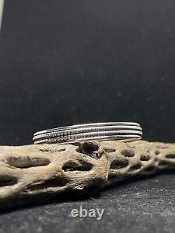 Native American Navajo Plain Sterling Twisted Silver Cuff Bracelet signed