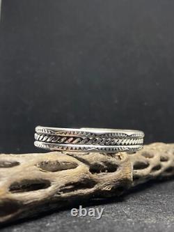 Native American Navajo Plain Sterling Twisted Silver Cuff Bracelet signed
