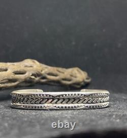 Native American Navajo Plain Sterling Twisted Silver Cuff Bracelet signed