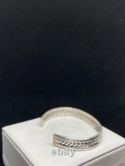 Native American Navajo Plain Sterling Twisted Silver Cuff Bracelet signed