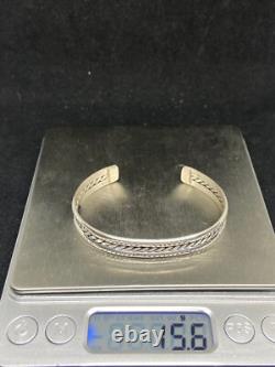 Native American Navajo Plain Sterling Twisted Silver Cuff Bracelet signed