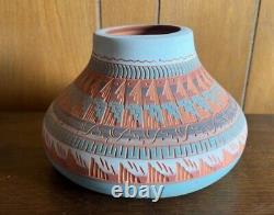 Native American Navajo Pottery Vase Signed Jimmy Woods