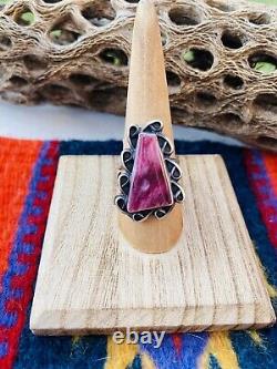 Native American Navajo Purple Spiny And Sterling Silver Ring Size 8