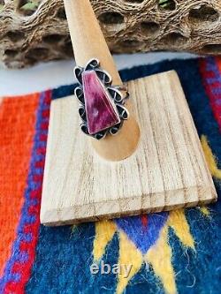 Native American Navajo Purple Spiny And Sterling Silver Ring Size 8