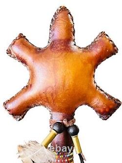 Native American Navajo Rawhide Turtle 13 Ceremonial Rattle By Larry Cly