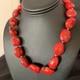 Native American Navajo Red Coral Sterling Silver Bead Necklace 18 13407
