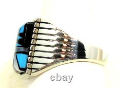 Native American Navajo Ring Size 12.5 Signed Sam Begay Inlaid Multi Gemstone 254