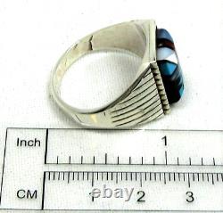 Native American Navajo Ring Size 12.5 Signed Sam Begay Inlaid Multi Gemstone 254