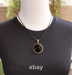 Native American Navajo Round Black Onyx 12KGF Sterling Silver Round Pendant