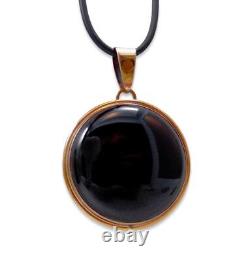 Native American Navajo Round Black Onyx 12KGF Sterling Silver Round Pendant