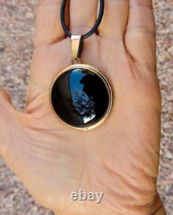 Native American Navajo Round Black Onyx 12KGF Sterling Silver Round Pendant