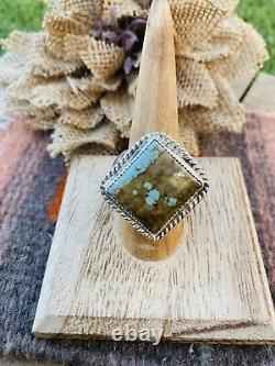 Native American Navajo Royston Turquoise And Sterling Silver Ring Size 8.75