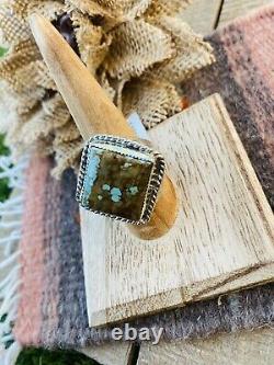 Native American Navajo Royston Turquoise And Sterling Silver Ring Size 8.75