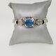 Native American Navajo Russell Sam Sterling Silver Blue Topaz Bracelet Cuff