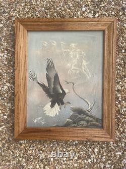 Native American Navajo Sand Painting With Big Eagle By Michael Watchman