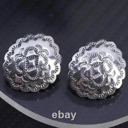 Native American Navajo Sanel L. Sterling silver 925 oval studs earrings