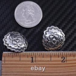 Native American Navajo Sanel L. Sterling silver 925 oval studs earrings