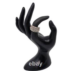 Native American Navajo Signature Ribbed Sterling Silver Ring Size 7