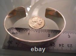 Native American Navajo Signed Feather Symbol Sterling Silver Cuff Bracelet 7