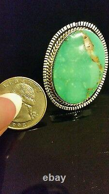 Native American Navajo Signed Kingman Turquoise & Sterling Silver Size 8 Ring