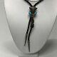 Native American Navajo Signed Ll Sterling Silver Turquoise Vintage Bolo Tie