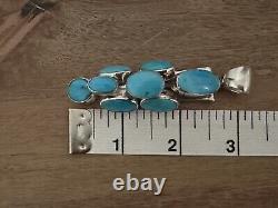 Native American Navajo Signed Sterling Silver Turquoise Cascading Pendant Signed