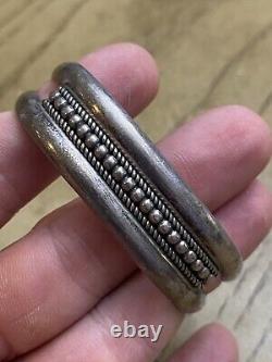 Native American Navajo Signed Y Sterling Silver Cuff Bracelet Virgil Yazzie