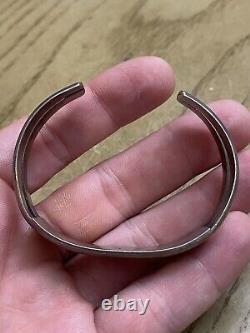Native American Navajo Signed Y Sterling Silver Cuff Bracelet Virgil Yazzie