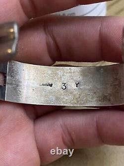 Native American Navajo Signed Y Sterling Silver Cuff Bracelet Virgil Yazzie