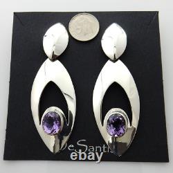 Native American Navajo Silver Amethyst Handmade Post Earrings