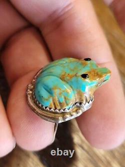 Native American Navajo Silver. Carved Royston Turquoise Pin