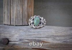 Native American Navajo Silver Eagle Green Turquoise Men's Ring Size 14