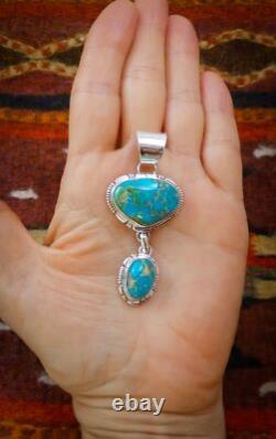 Native American Navajo Silver Kingman Statement Pendant